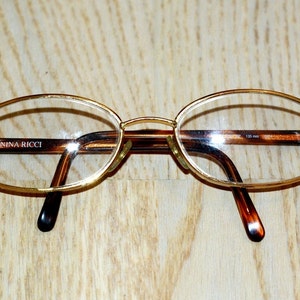 Vintage NINA RICCI eyeglasses Women golden tone eyewear Metallic frame eye glasses designer eyewear Paris Glasses Frames