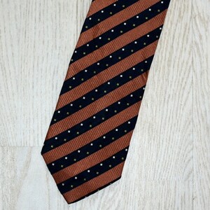 Vintage Silk Necktie by Amanda Christensen: Striped Orange & Blue
