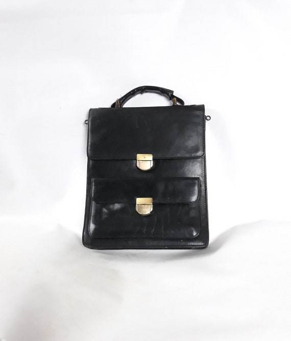 negro de cuero vintage Bolso Bolso de hombre de España