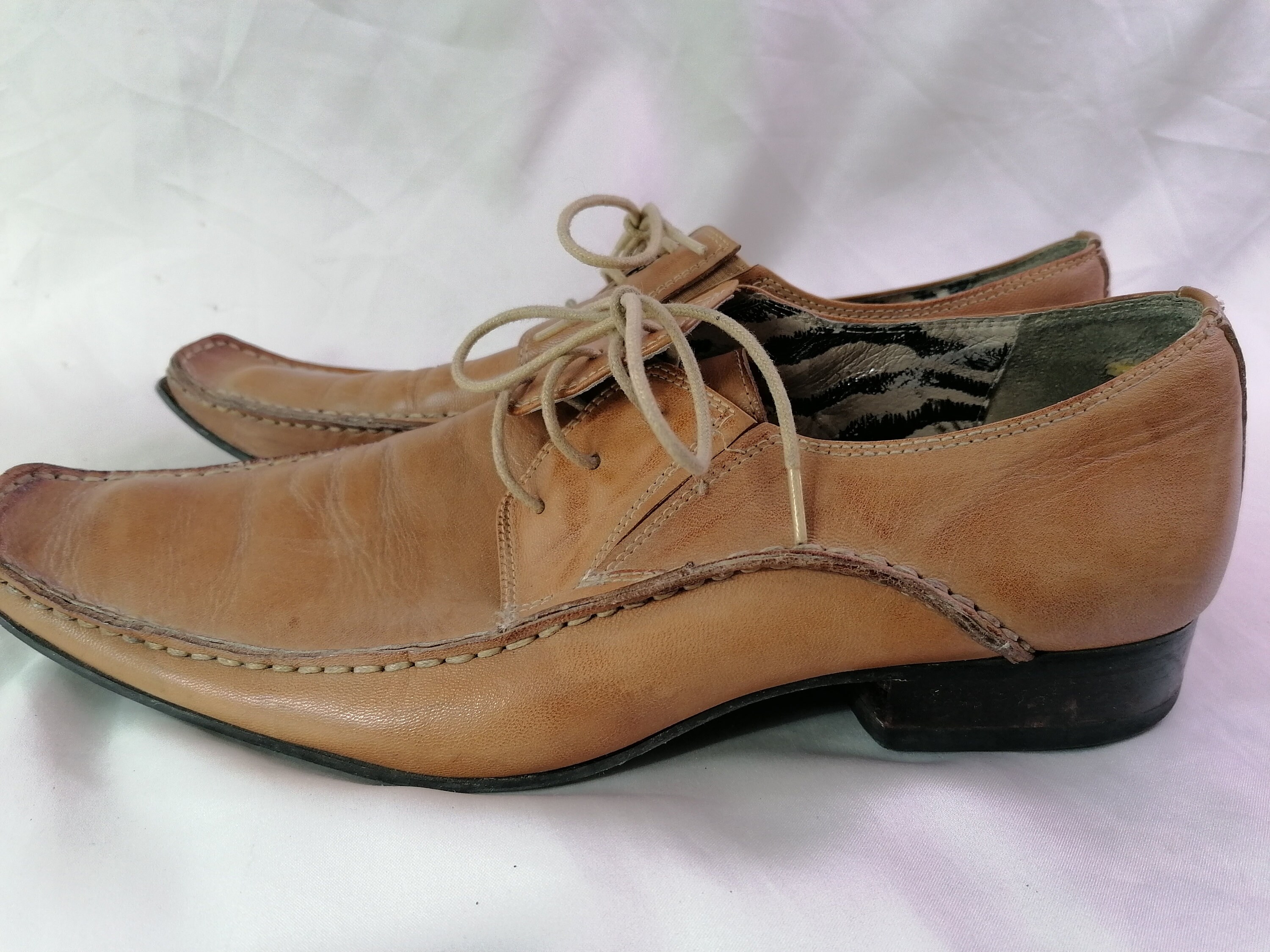 Vintage Leather Dress Shoes: Men's Camel Beige Square Toe EU 41 - Etsy