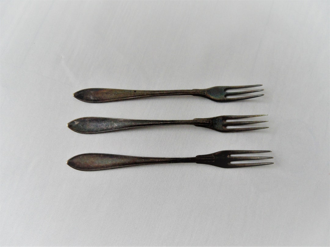 Set 3 Pcs Vintage Dessert Forks Nickel Silver Alpaca Melchior Etsy