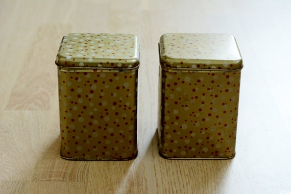 Soviet Tin Boxes Set of 2 New Vintage Soviet Polka Dot Red Tin Boxes for  Kitchen Decor Made in USSR in 1970s 