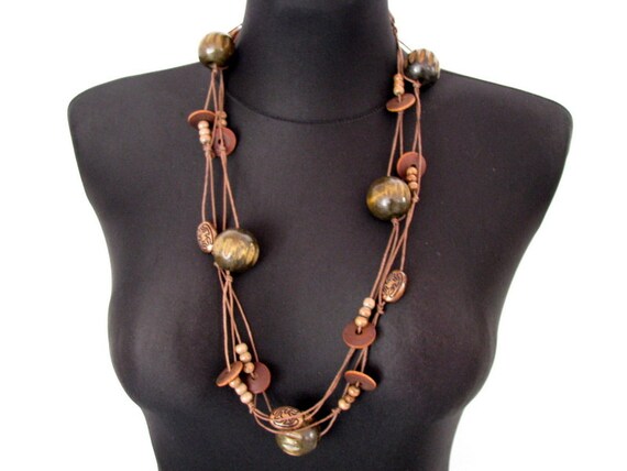 Vintage wooden beads Natural wood beads Wood neckl