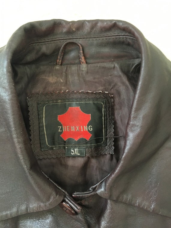 Vintage women Leather Jacket coat Dark burgundy J… - image 8