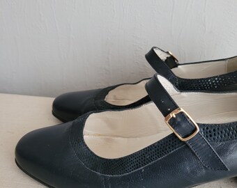 Scarpe Mary Jane Donna Con Tacco Spesso Francese – Pelle, Tacco 3 Cm, Perfette Per Lavoro E Cerimonie