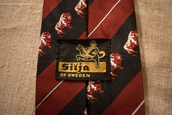 Vintage swedish necktie by Silja Animal aurochs p… - image 4
