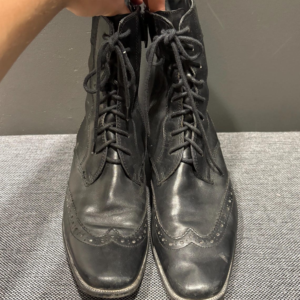 Jana Soft Black Leather Lace Up Ankle Boots, Early 2000s Comfort Style (EU 40), foto 3 di 5