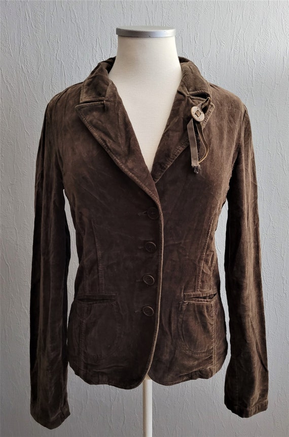 Vintage dark brown velvet womens jacket / Women b… - image 1