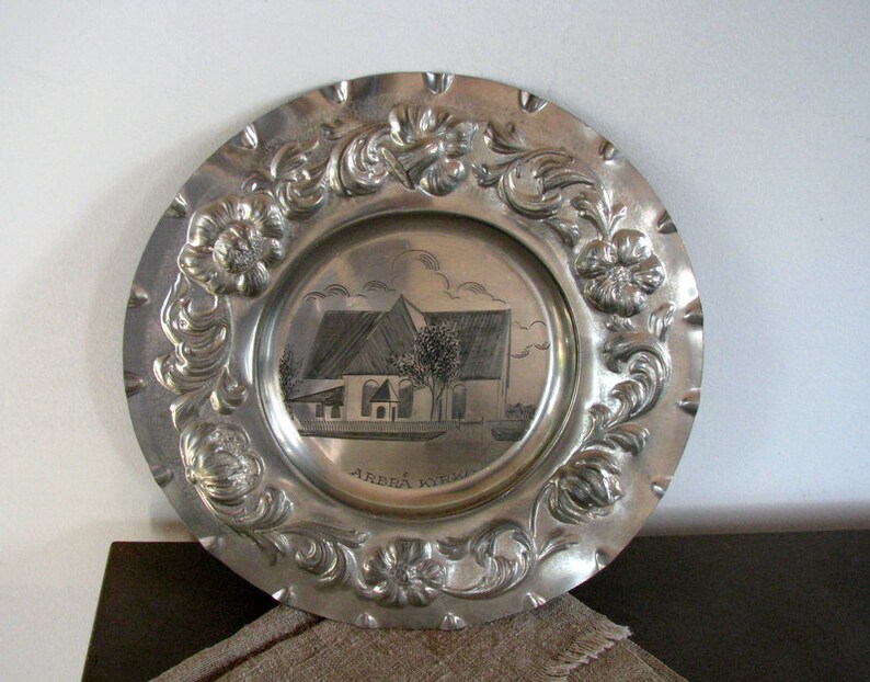 Swedish Pewter Decorative Wall Plate Zinn Pewter Plate Swenskt Tenn Eskilstuna Wall Plaque