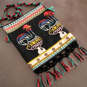 Vintage Tribal bag Woven ethnic tote bag Hippie Boho woven bag Tribal accessory Woven Wool bag