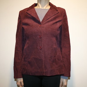 Vintage lila Damen Cordjacke Frauen Blazer zugeknöpft Größe EU 42 XL Gr