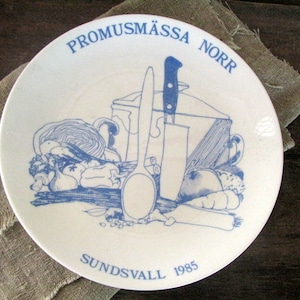 Swedish Vintage GUSTAVSBERG plate Farmhouse kitchen decor Scandinavian design 70s blue white collectible plate