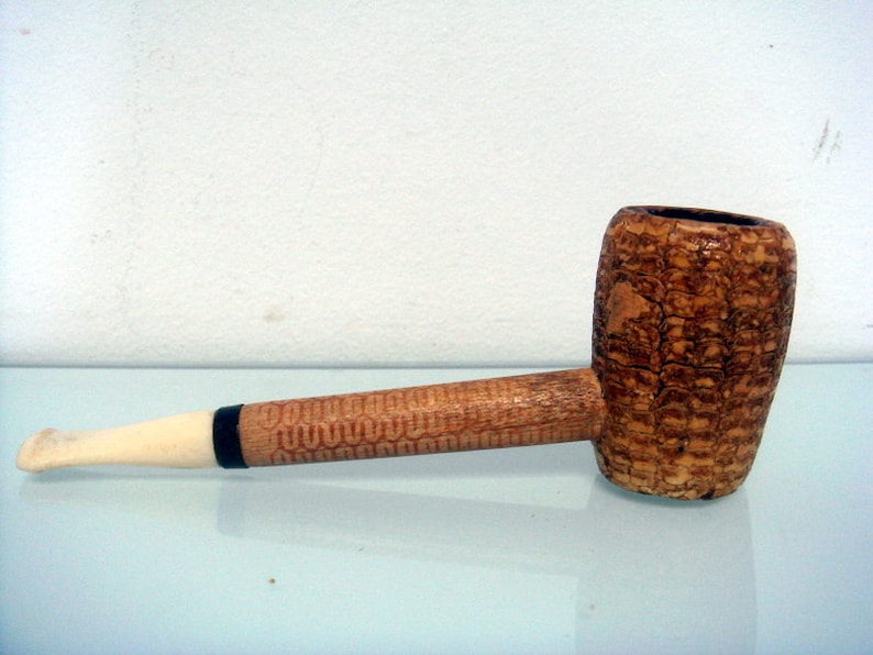 Vintage Wooden Pipe with bakelite holder Tobacco Smoking Pipe collectible mid century pipe gift for him ethnic pipe africans design