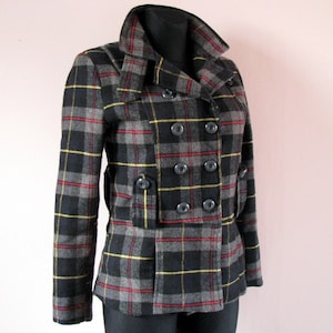 Vintage Italian Wool Checkered Jacket: Double Buttoned Blazer, Size S