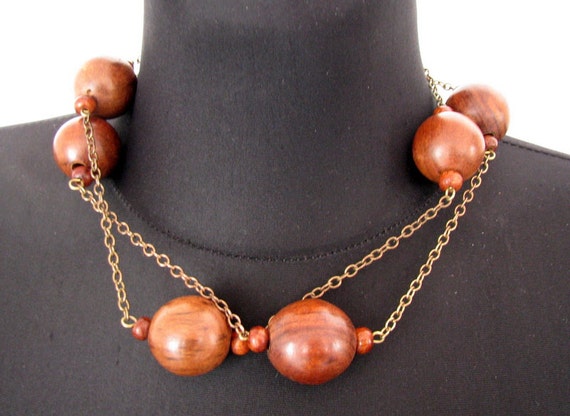Vintage wooden beads Natural wood beads Wood neckl