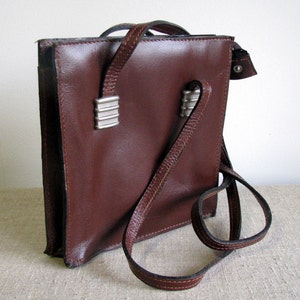 Leather shoulder bag vintage cognac brown handbag thick sturdy leather bag Messenger bag