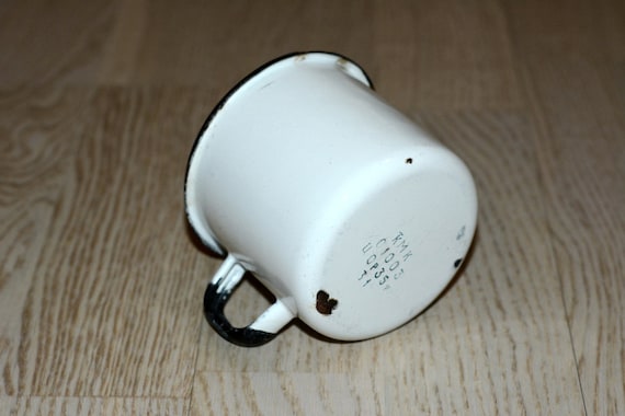 Vintage White Enamel Mug: Rustic Camping Cup, USSR Era - Etsy