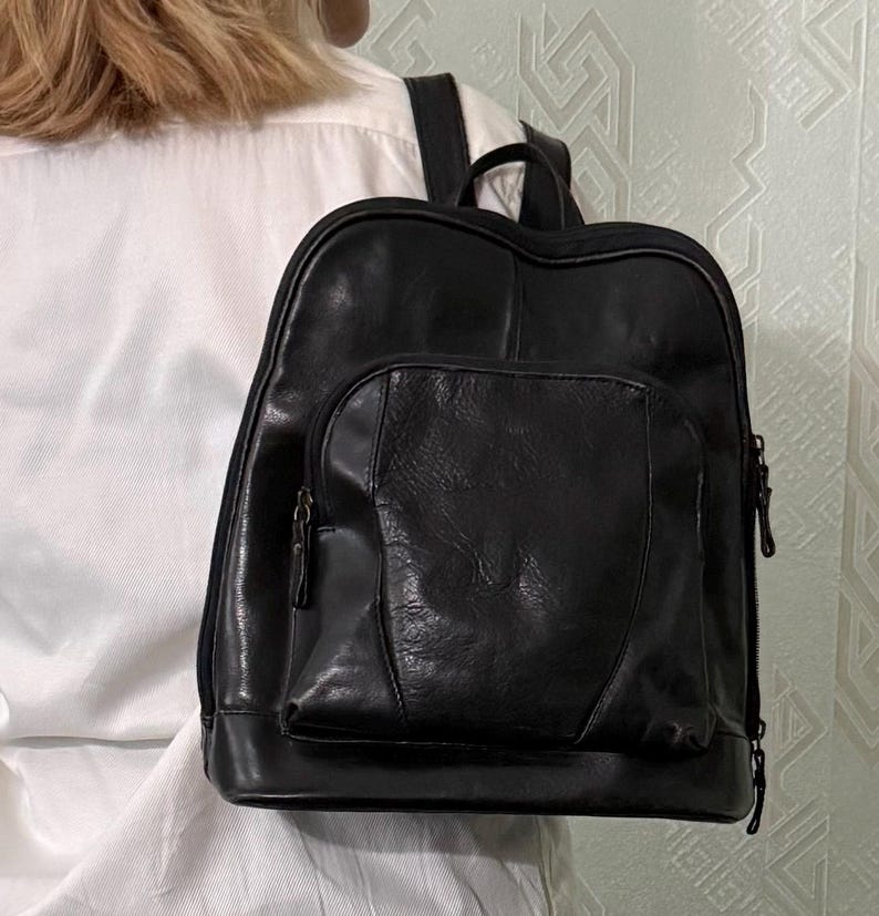 Mochila Vintage The Monte em Couro Preto, Bolsa Pequena para Cidade ...