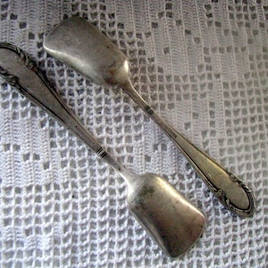 Nickel German SILVER plated Spoons set of 2 spoons silver plate tea spoons antique silver tableware farmhouse