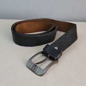 Leather Belt in Black | Unisex Waistband, Wide Retro Belt / fashion accessories