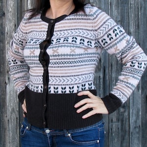 Szwedzki kardigan z czystej wełny Kardigan z wełny dzianinowej 100% sweter z wełny Rozmiar L Kardigan damski Kardigan dzianinowy firmy Peak Performance