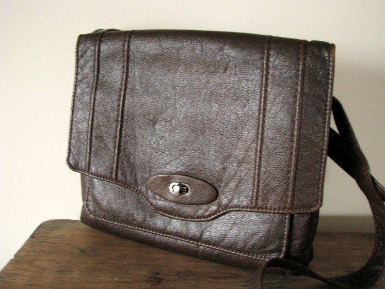 Scandinavian Vintage Brown Faux Leather Ladies Bag by HONKO | Etsy