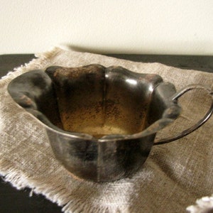 Vintage geprägte PRIMA NY Silbertasse Kleiner Silberbecher Antiker Milchkännchen Distressed Nickel Alpak Tasse Prima NS Tasse aus Schweden