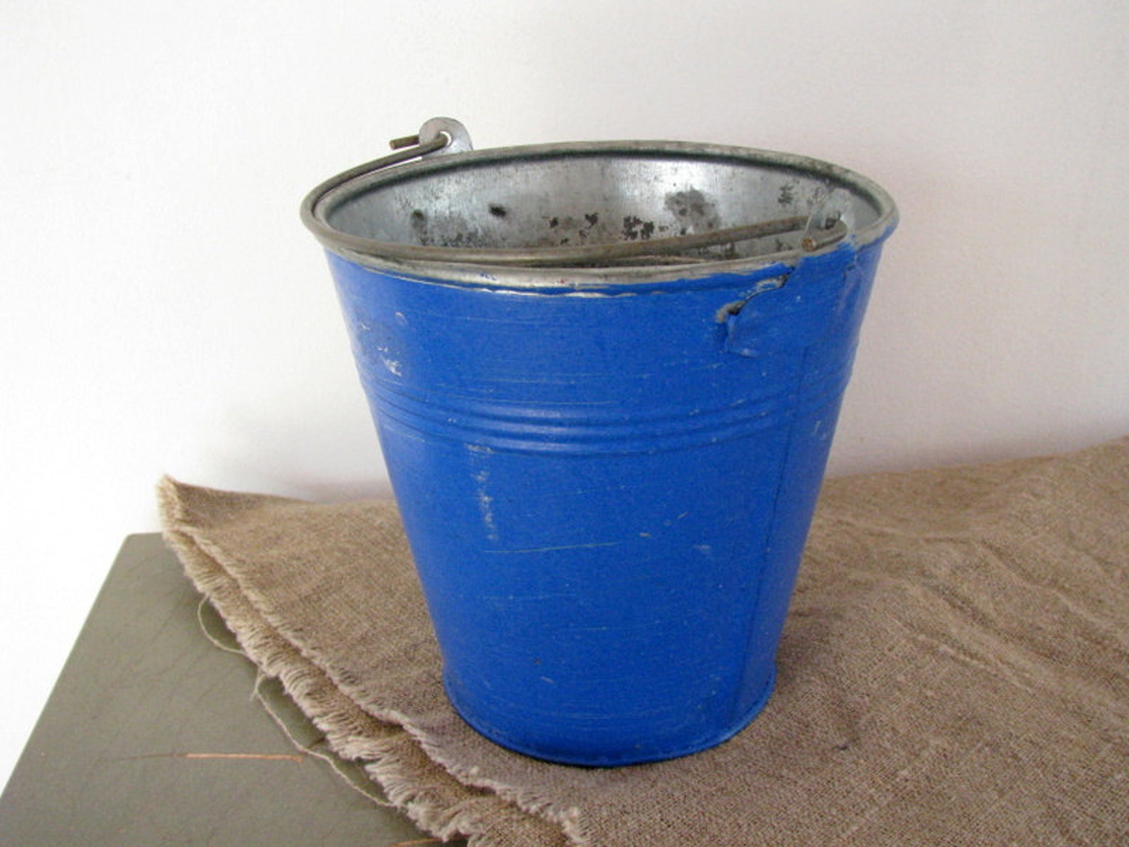 Scandinavian Vintage Blue Tin Bucket Tin Pail Metal Bucket Tin Etsy
