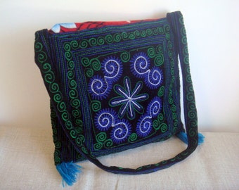 Bolso de mano tribal de felpa vintage Hobo Sling Tote Bolso gitano indio bordado étnico