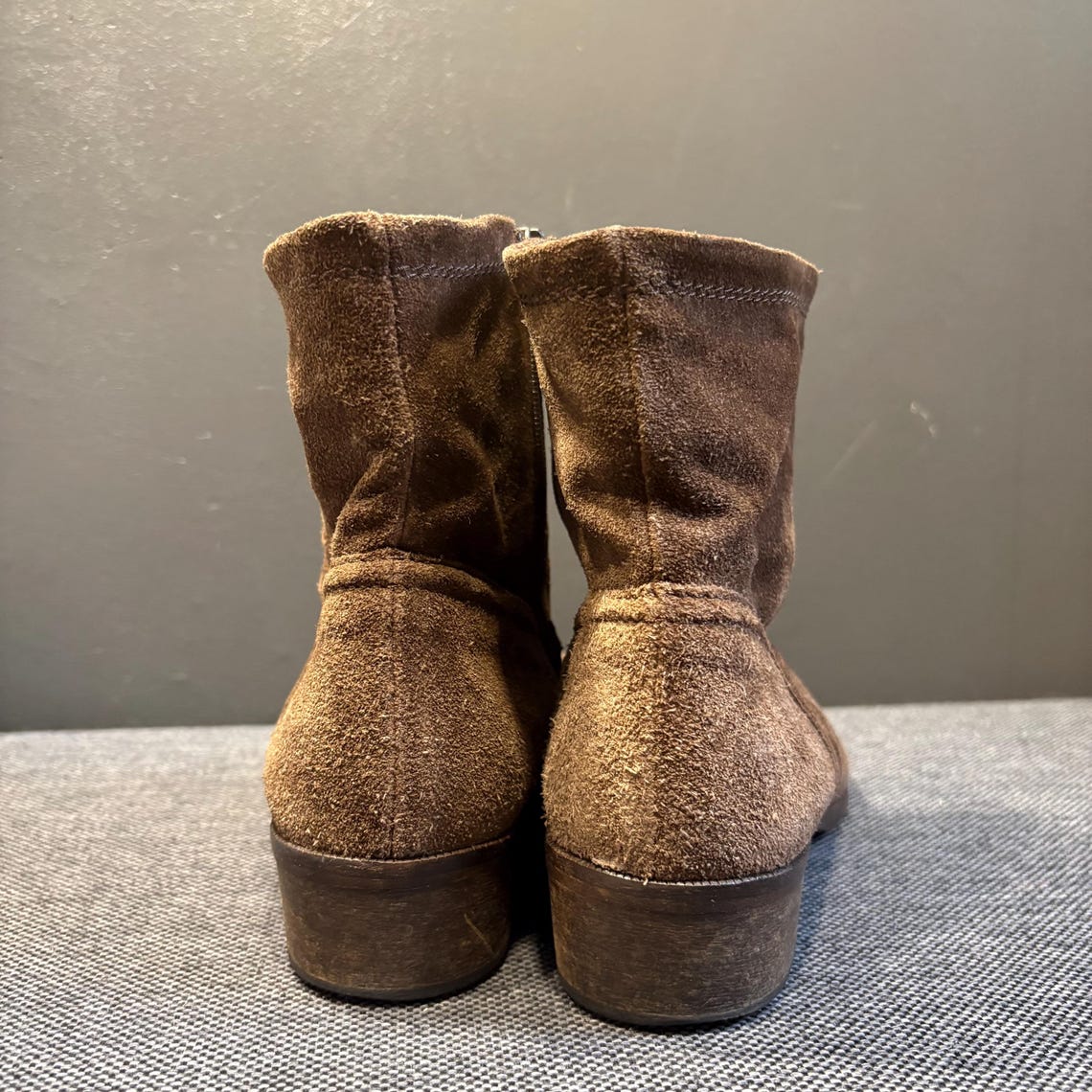 Brown Suede Ankle Boots Women, CORTZ Leather Chelsea Style, Heel Fall Shoes (39EU/8.5US), foto 4 di 5