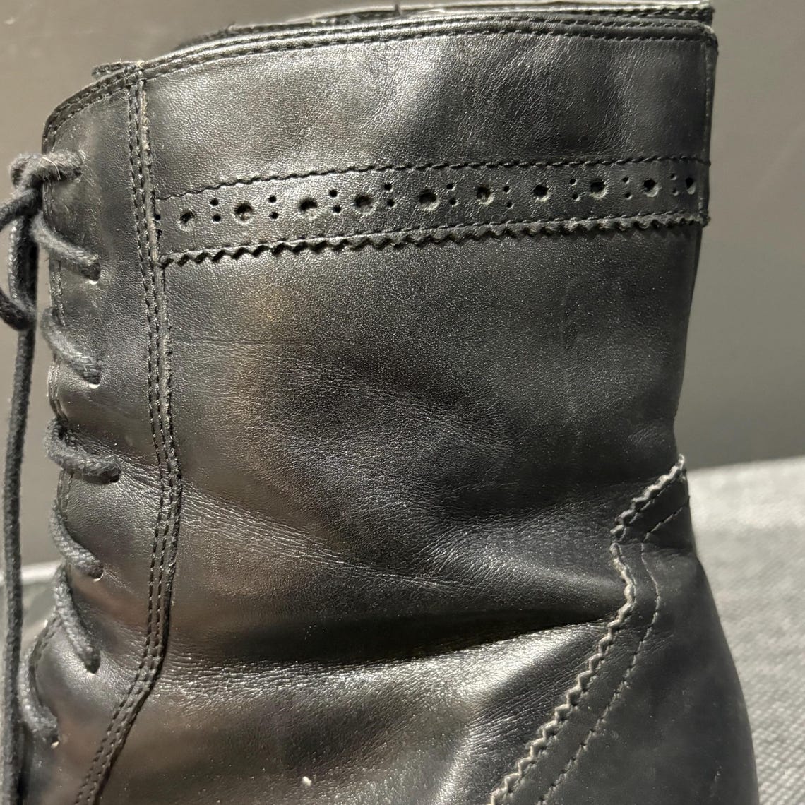Jana Soft Black Leather Lace Up Ankle Boots, Early 2000s Comfort Style (EU 40), foto 4 di 5