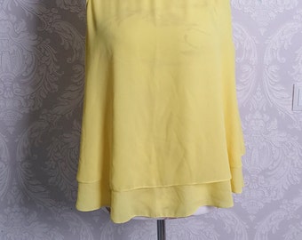 Vintage lemon yellow blouse top sleeveless embroidered summer romantic top Size EU 42 XL