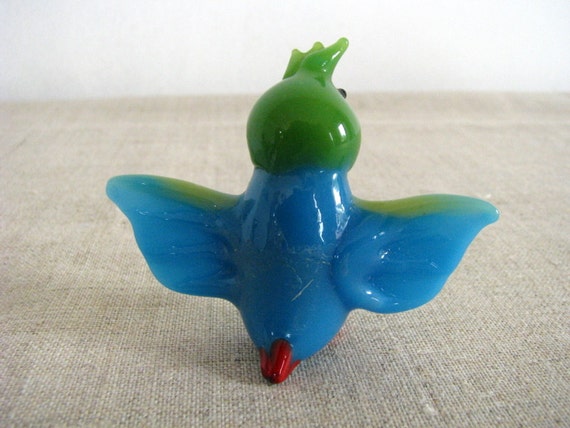 ヴィンテージアートガラスのオウムの置物：ムラーノスタイルの