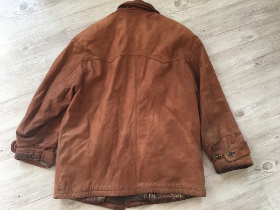 Vintage Leather Foxy Brown Canadian Coat for Men Slouchy Oversized