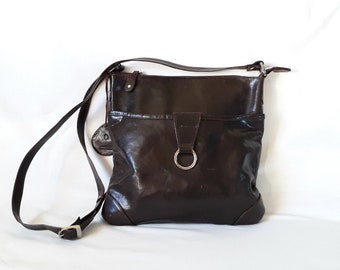 Fysik Skænk Krympe Vintage Chestnut Brown Leather Shoulder Bag Large Crossbody - Etsy