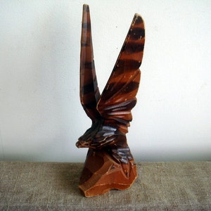 Vintage Hand Carved Wooden Eagle Figurine: 1960s USSR Art