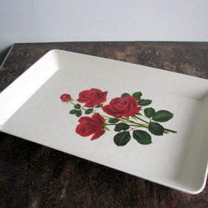 TRAY Swedish vintage plastic tray floral roses retro Decorative tray floral salver serving utensil tableware scandinavian kitchen