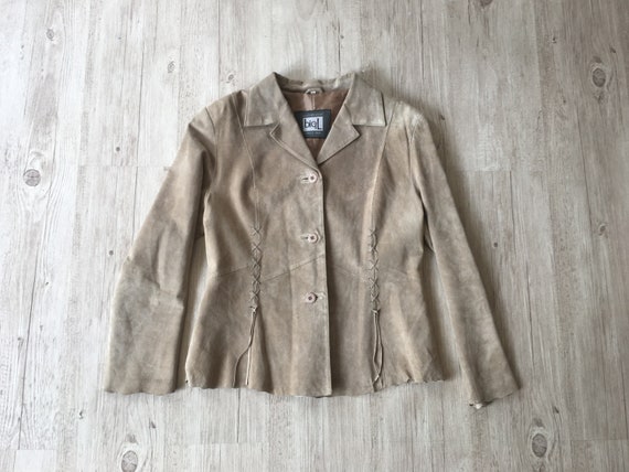 Vintage suede leather jacket Women Western Beige … - image 2