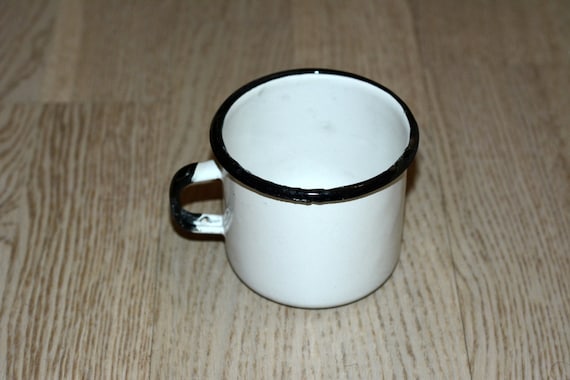 Vintage White Enamel Mug: Rustic Camping Cup, USSR Era - Etsy