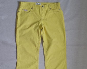 Pantaloni vintage in misto cotone in giallo limone / Pantaloni retrò da donna / Taglia 29 / Moschino Jeans / Made in Romania