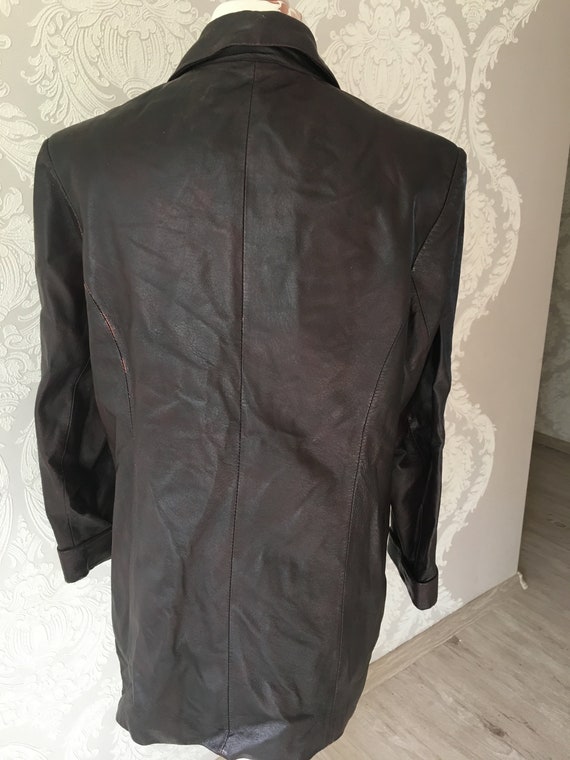 Vintage women Leather Jacket coat Dark burgundy J… - image 5