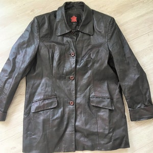 RESERVED Vintage women Leather Jacket coat Dark burgundy Jacket 1990s classic Size Medium