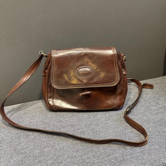 Vintage Gianni Conti Brown Leather Crossbody Bag, Italian Shoulder Purse