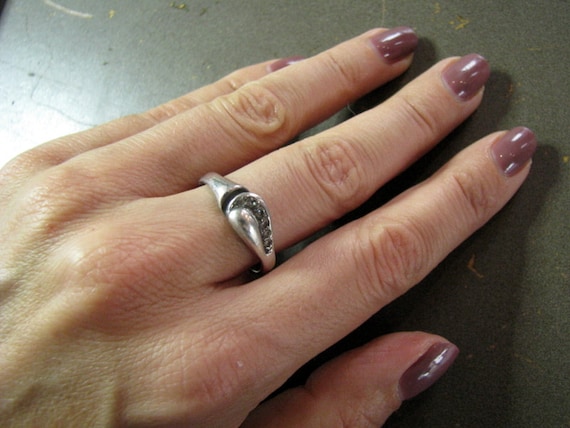 Silver ring 925 hall mark Sterling silver Clear g… - image 1