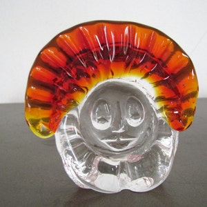 Vintage crystal glass abstract Head bookend glass SUN Art Gass paperweight library decor equestrian tabletop