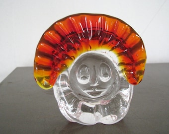 Vintage crystal glass abstract Head bookend glass SUN Art Gass paperweight library decor equestrian tabletop