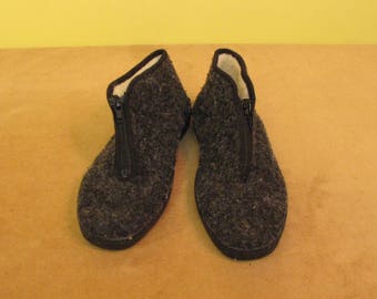vintage women wool moccasins slippers Wool anniversary gift for her gray outside winter boots