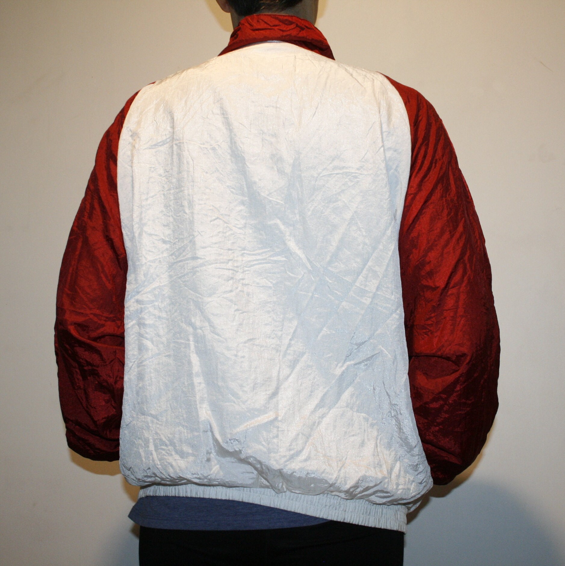 Vintage White Red Sport Men Shelljacket Spring Windbreaker