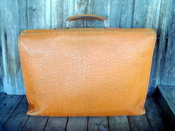 Vintage swedish camel brown leather men suitcase … - image 4