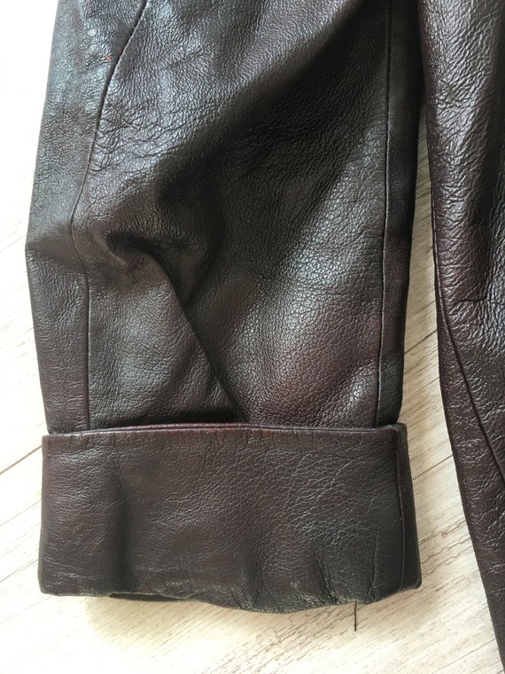 Vintage women Leather Jacket coat Dark burgundy J… - image 9